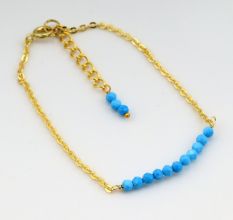 Turquoise Beaded bracelet dainty minimalist bracelet, Brass 22k gold plated bracelet, Handmade jewelry